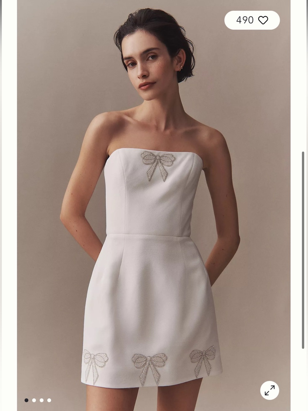 helsi michelle white bow embellished mini strapless bridal dress size XS NEW